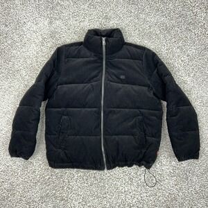 Levis Jacket Womens Large Black Corduroy Puffer Full Zip Insulated Winter Coat